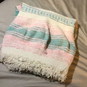 Mexican blanket - pink blue and white